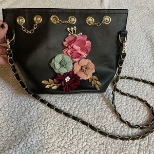 NWT Black floral crossbody bag